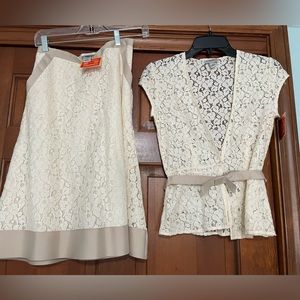 Isaac Mizrahi matching lace skirt and top set